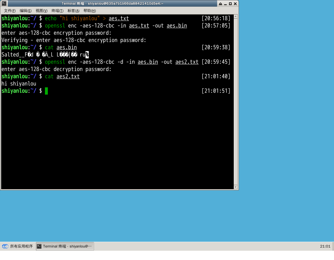 AES算法加解密实验 蓝桥云课